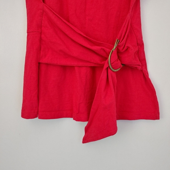 Anthropologie Maeve Dakota Short Sleeve T-Shirt Belted Wrap Top Red Small - Picture 9 of 16